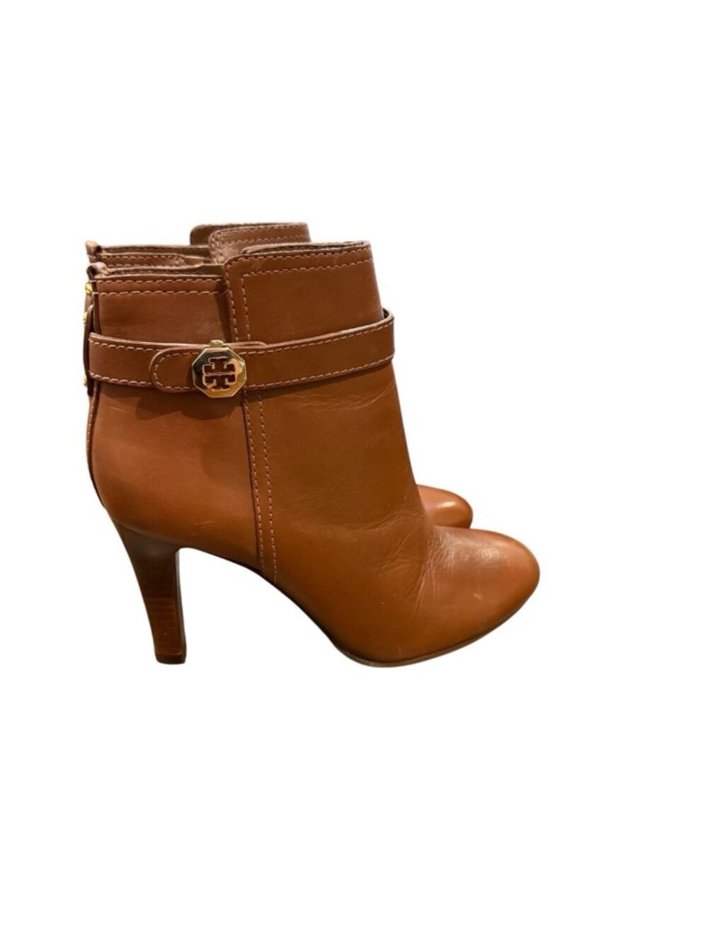 Tory Burch Women’s Bristol High Heel Ankle Boots Tan Camel Leather Bootie Sz 6 M